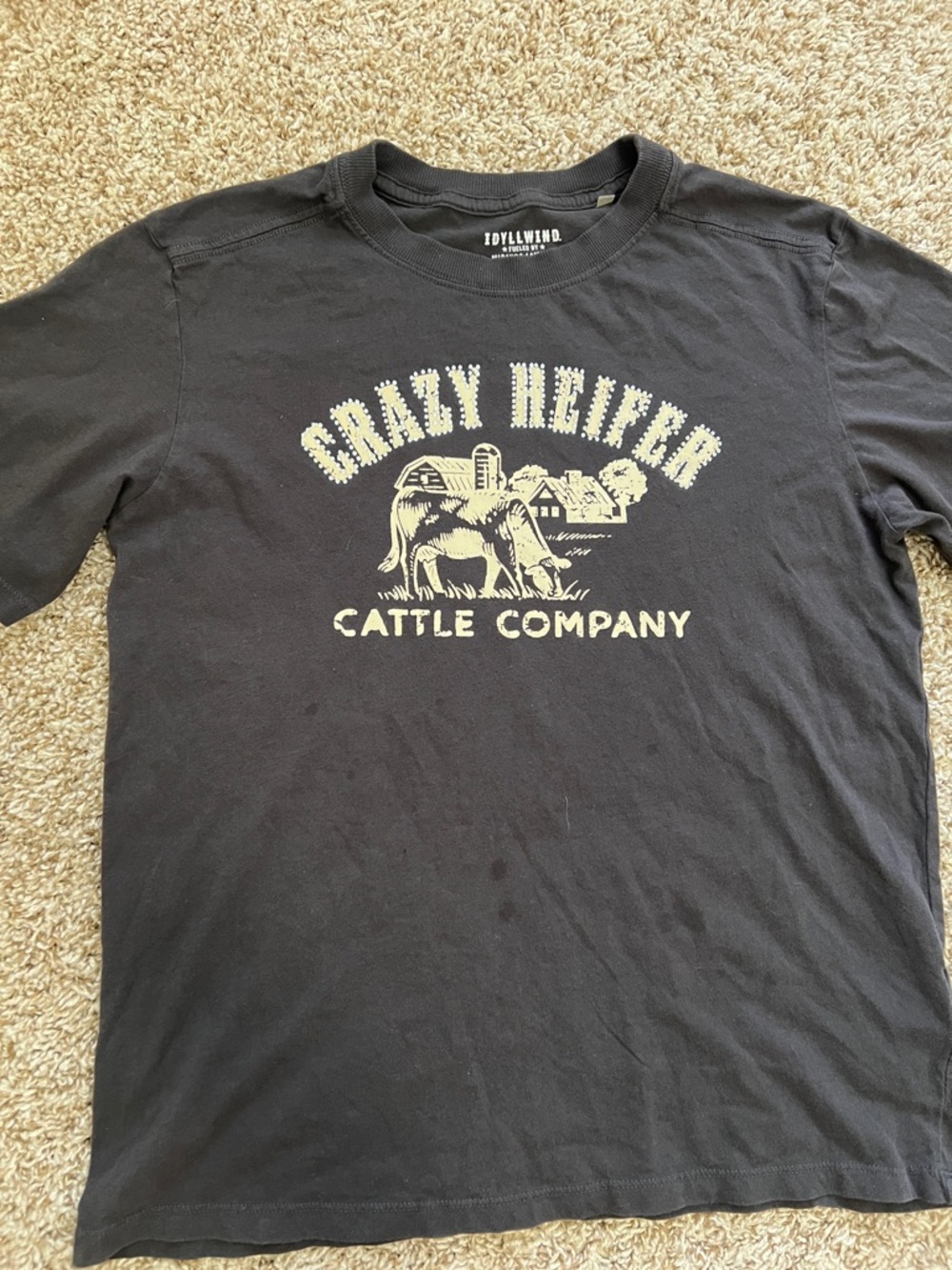Idyllwind Black Tee with Cream 'Crazy Heifer Cattle Company' Graphic